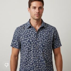 Men’s Billabong Blue Floral Casual Button Down Shirt